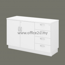 Q-YDP7124-WH COMBINATION LOW CABINET (SWINGING DOOR + FIXED PEDESTAL 4D)